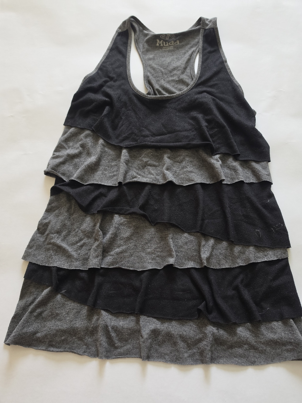 Mudd Women's Black & Gray Ruffle Tank Top